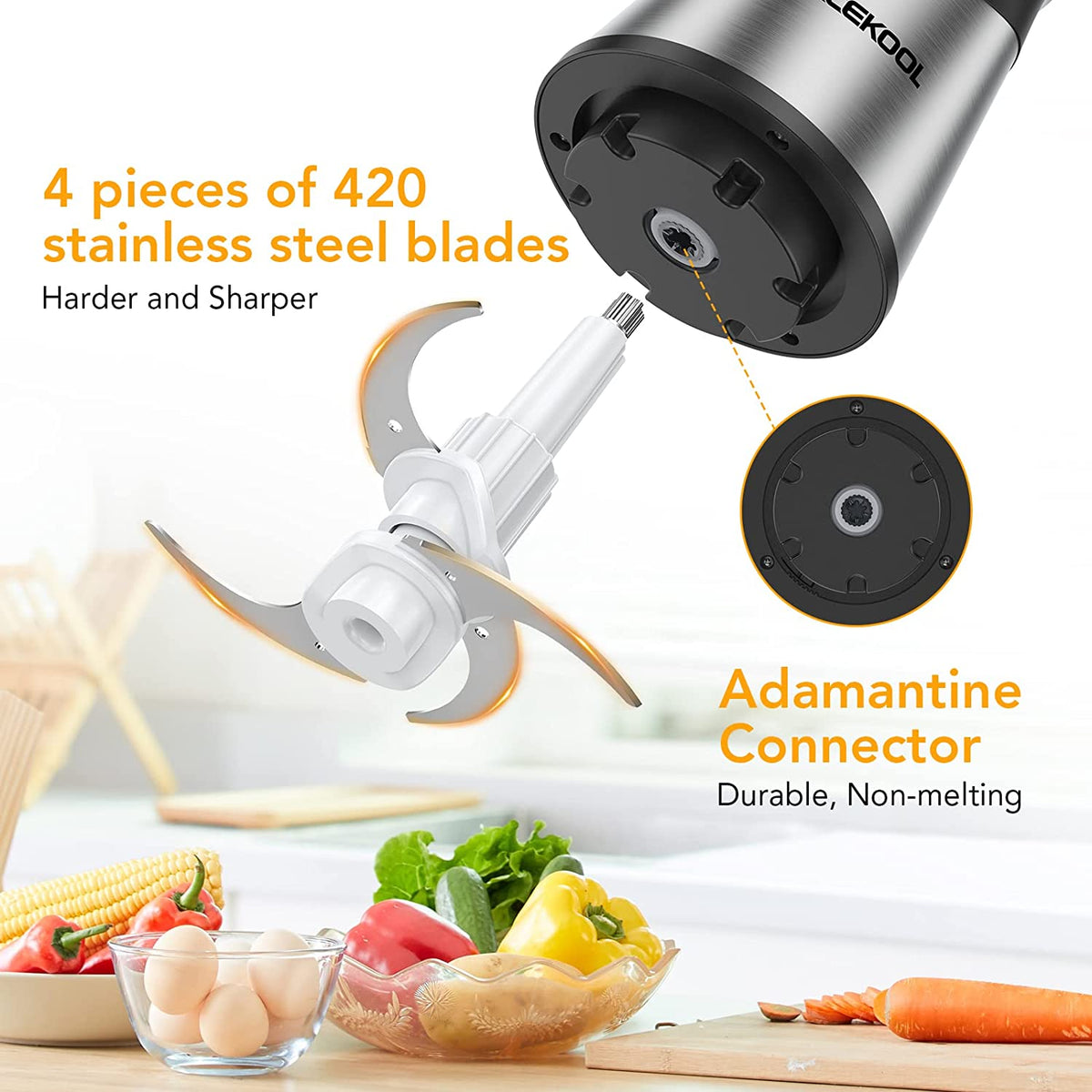 Acekool Blender BC7 600ml Mini Food Processor for Vegetables Meat Fruits