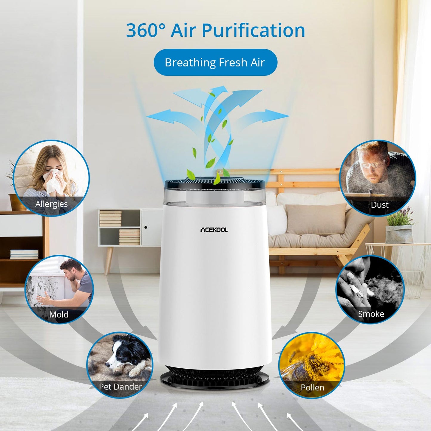 Acekool Air Purifier AD4 - Air Purifiers with Night Light