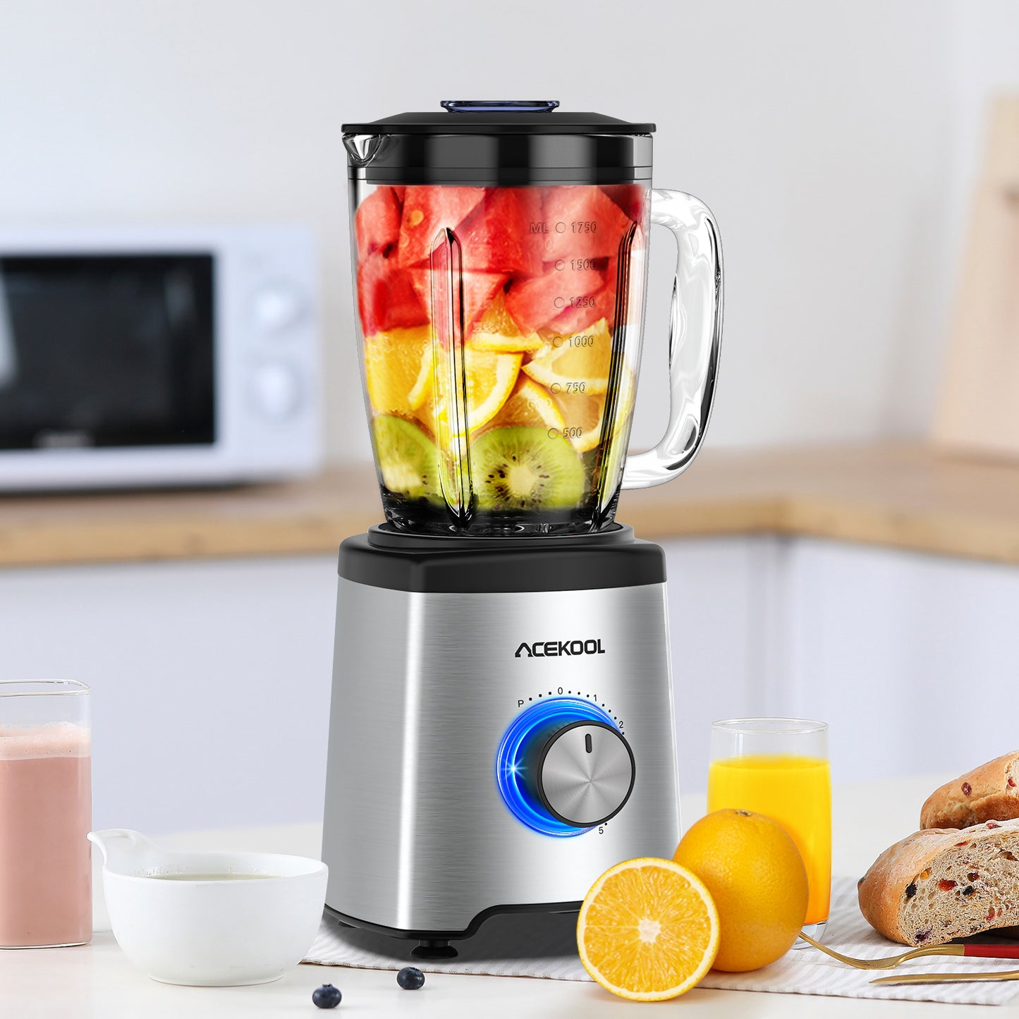 Acekool Blender BC1 - 5-Speed 1.75L Blender with Glass Jar