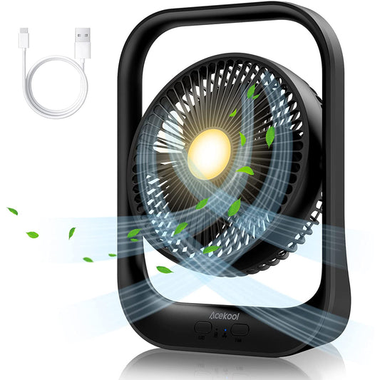 Acekool Fan ND2 - Rechargeable Desk Fan with Night Light